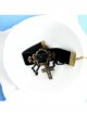Black Gothic Rose Velvet Handmade Bracelet Velvet Belt Cross Pendant Wristband