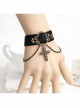 Black Gothic Rose Velvet Handmade Bracelet Velvet Belt Cross Pendant Wristband