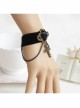 Black Gothic Rose Velvet Handmade Bracelet Velvet Belt Cross Pendant Wristband