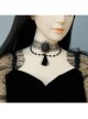 Gothic Style Black Retro Witch Weird Head Halloween Faux Pearl Tassel Hollow Choker