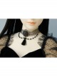 Gothic Style Black Retro Witch Weird Head Halloween Faux Pearl Tassel Hollow Choker