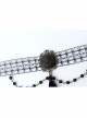 Gothic Style Black Retro Witch Weird Head Halloween Faux Pearl Tassel Hollow Choker