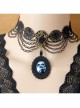 Retro Fashion Gothic Halloween Skull Pendant Black Lace Exaggerated Female Clavicle Necklace