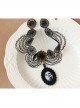 Retro Fashion Gothic Halloween Skull Pendant Black Lace Exaggerated Female Clavicle Necklace