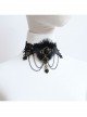 Gothic Black Masquerade Fashion Lace Female Ribbon Flower Imitation Pearl Love Choker
