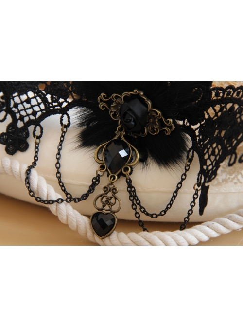 Gothic Black Masquerade Fashion Lace Female Ribbon Flower Imitation Pearl Love Choker
