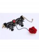 Vintage Red Rose Gothic Black Lace Pearl Band Ring Bracelet