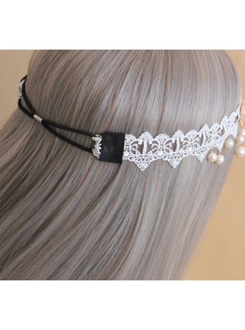 Baroque White Palace Style Bride Pearl Lace Wedding Christmas Wreath Headband