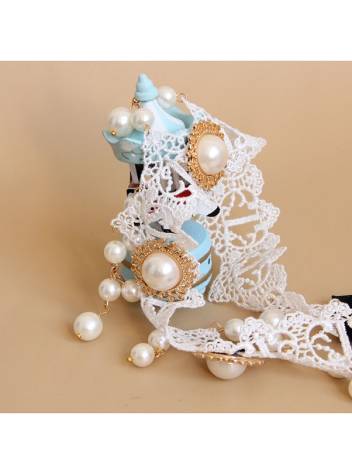 Baroque White Palace Style Bride Pearl Lace Wedding Christmas Wreath Headband