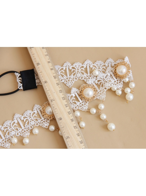Baroque White Palace Style Bride Pearl Lace Wedding Christmas Wreath Headband