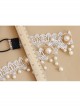 Baroque White Palace Style Bride Pearl Lace Wedding Christmas Wreath Headband