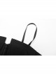 Front Zipper Elastic Shoulder Strap Black Punk Short Bra