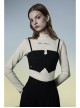 Front Zipper Elastic Shoulder Strap Black Punk Short Bra