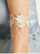 White Baroque Palace Style Retro Tassel Lace Female Wedding Dress Resin Diamond Arm Ring Bracelet