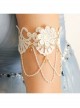 White Baroque Palace Style Retro Tassel Lace Female Wedding Dress Resin Diamond Arm Ring Bracelet