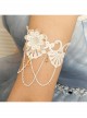 White Baroque Palace Style Retro Tassel Lace Female Wedding Dress Resin Diamond Arm Ring Bracelet