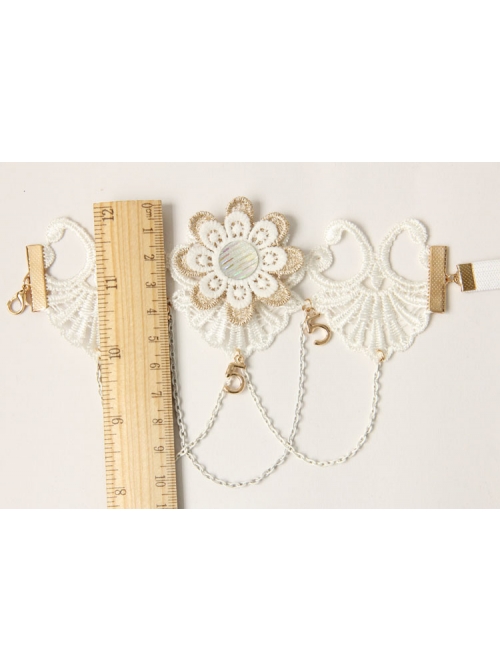 White Baroque Palace Style Retro Tassel Lace Female Wedding Dress Resin Diamond Arm Ring Bracelet