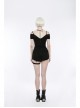 Off-Shoulder Short Sleeve Black Punk Knit Halter Slim T-Shirt
