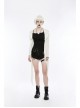 Off-Shoulder Short Sleeve Black Punk Knit Halter Slim T-Shirt