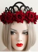 Halloween Christmas Gothic Retro Queen Red Rose Black Crown Wreath Headband