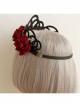 Halloween Christmas Gothic Retro Queen Red Rose Black Crown Wreath Headband
