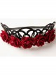 Halloween Christmas Gothic Retro Queen Red Rose Black Crown Wreath Headband