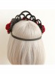 Halloween Christmas Gothic Retro Queen Red Rose Black Crown Wreath Headband