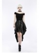 Off-Shoulder Metal Buckle Collar Black Punk Knit Slim T-Shirt