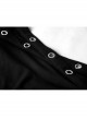 Off-Shoulder Metal Buckle Collar Black Punk Knit Slim T-Shirt