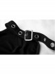 Off-Shoulder Metal Buckle Collar Black Punk Knit Slim T-Shirt