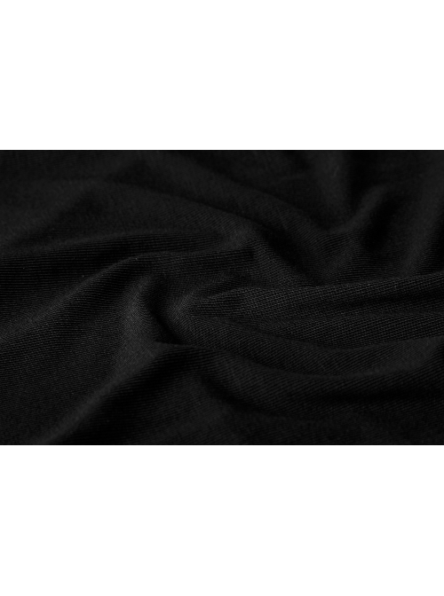 Off-Shoulder Metal Buckle Collar Black Punk Knit Slim T-Shirt