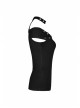 Off-Shoulder Metal Buckle Collar Black Punk Knit Slim T-Shirt