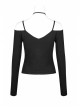Off-Shoulder Long Sleeve White Punk Halter Knit Tight T-Shirt
