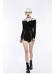 Off-Shoulder Long Sleeve White Punk Halter Knit Tight T-Shirt