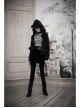 High Collar Front Chest Hollow-Out Long Sleeve White Striped Tight T-Shirt