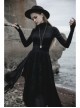 High Collar Front Chest Suede Cross Embossed Long Sleeve Black Punk Tight T-Shirt