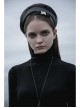 High Collar Front Chest Suede Cross Embossed Long Sleeve Black Punk Tight T-Shirt