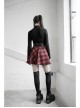 High Collar Side Hollow-Out Front Chest Buckle Long Sleeve Black Punk T-Shirt