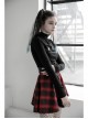 High Collar Side Hollow-Out Front Chest Buckle Long Sleeve Black Punk T-Shirt