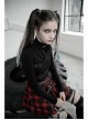 High Collar Side Hollow-Out Front Chest Buckle Long Sleeve Black Punk T-Shirt
