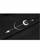 Print Collar Front Chest Hollow-Out Long Sleeve Black Punk Halter T-Shirt
