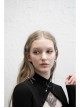 Print Collar Front Chest Hollow-Out Long Sleeve Black Punk Halter T-Shirt