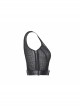 Square Collar Leather Belt Black Punk Mesh Tank