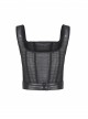 Square Collar Leather Belt Black Punk Mesh Tank