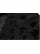 Front Chest Flounce Short Sleeve Black Gothic Heart-Shape Print Leather Halter Chiffon T-Shirt