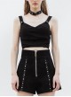 Black Punk Back Waist Bandage Short Vest