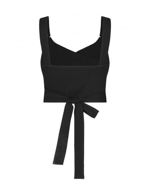 Black Punk Back Waist Bandage Short Vest