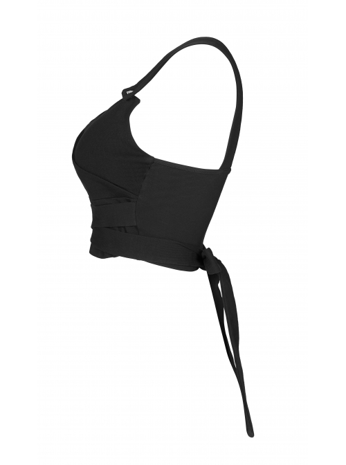 Black Punk Back Waist Bandage Short Vest