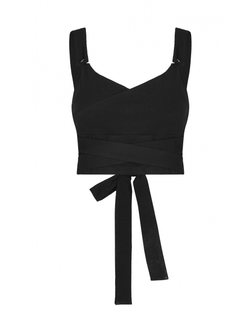 Black Punk Back Waist Bandage Short Vest