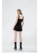 Black Punk Back Waist Bandage Short Vest